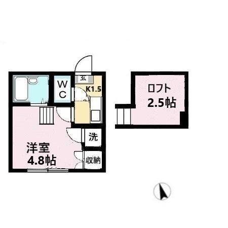 ビューコート小田原(1K/1階)の間取り写真