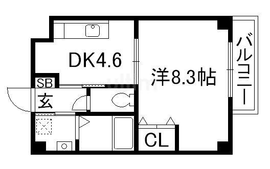 LEVANT洛南(1DK/3階)の間取り写真