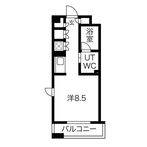 白川公園パークマンション(1K/7階)の間取り写真