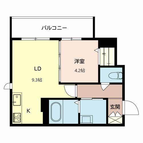 KANAT江坂(1LDK/4階)の間取り写真