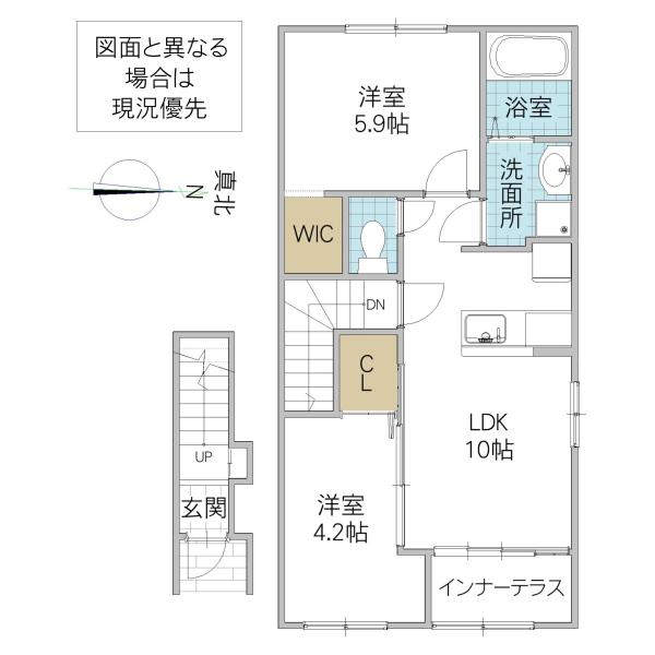 日立市水木町2丁目アパート(2LDK/2階)の間取り写真