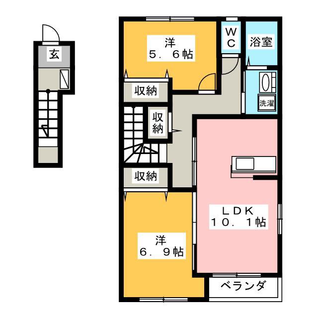 グランディール(2LDK/2階)の間取り写真
