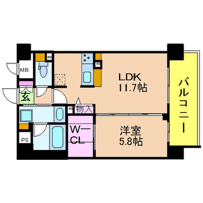 LA CLOCHETTE DE ECRARGE(1LDK/5階)の間取り写真