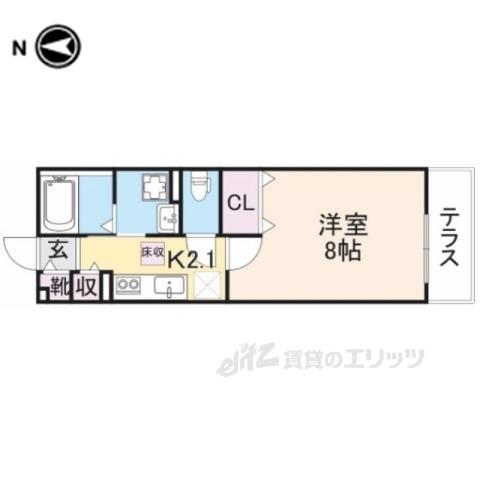 イリーデⅠ(1K/1階)の間取り写真