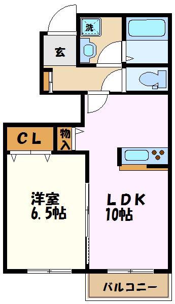 パルク・フルールB棟(1LDK/1階)の間取り写真