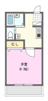 ニューバロンI(1K/2階)の間取り写真