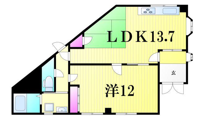 トライヴァーレ(1LDK/1階)の間取り写真