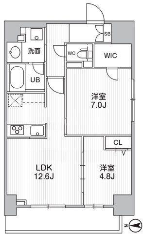 THEパームス熊野前(2LDK/9階)の間取り写真