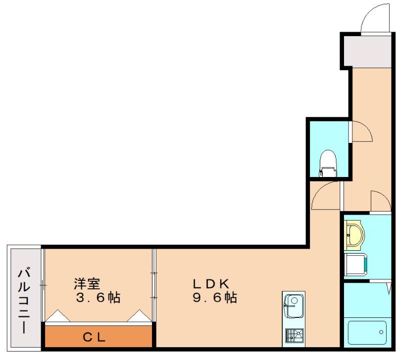 SUNMARK賀茂(1LDK/2階)の間取り写真