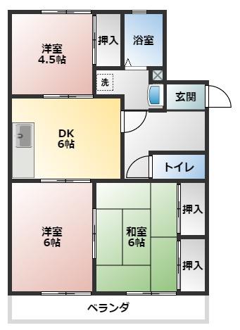キャッスルハイツ西尾(3DK/2階)の間取り写真