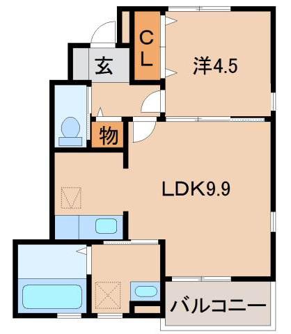クラウンハイツ中島(1LDK/1階)の間取り写真