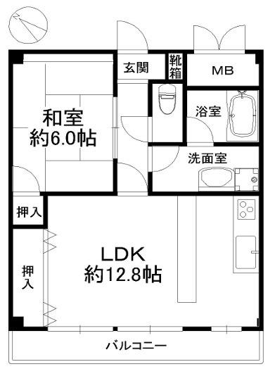 シャンテ本山(1LDK/3階)の間取り写真