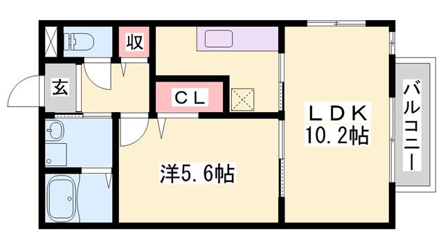 シエナフローラI番館(1LDK/2階)の間取り写真
