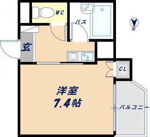 エンゼルハイツ小阪本町(ワンルーム/2階)の間取り写真