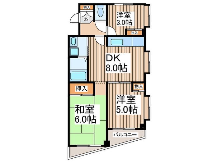 フローレンス三商(3DK/2階)の間取り写真