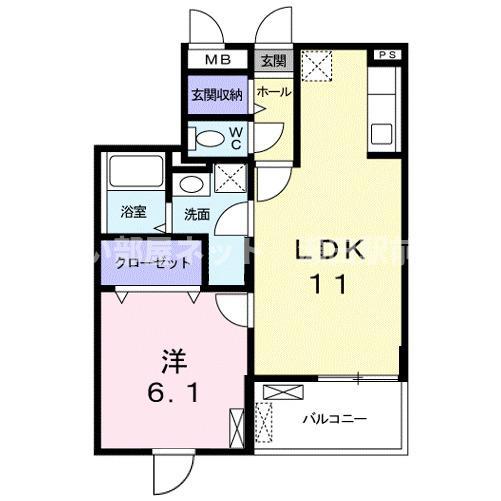 GRANDEURCUORE(1LDK/1階)の間取り写真