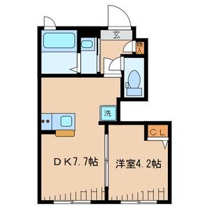 グリーンヒルズ山王B棟(1DK/1階)の間取り写真