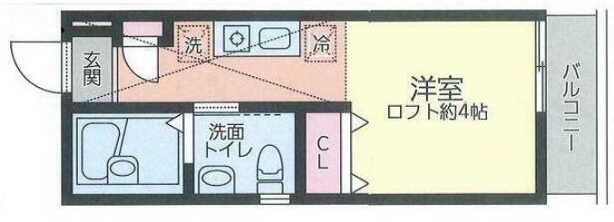 アイズツインレジデンスA棟(ワンルーム/1階)の間取り写真