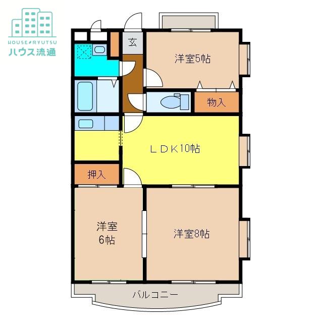 ラフィーヌプラザ水町(3LDK/2階)の間取り写真