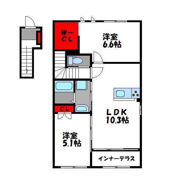 グランディール青葉(2LDK/2階)の間取り写真