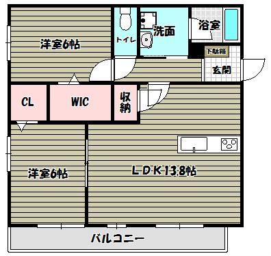 トゥール ブランシュM&M2(2LDK/3階)の間取り写真