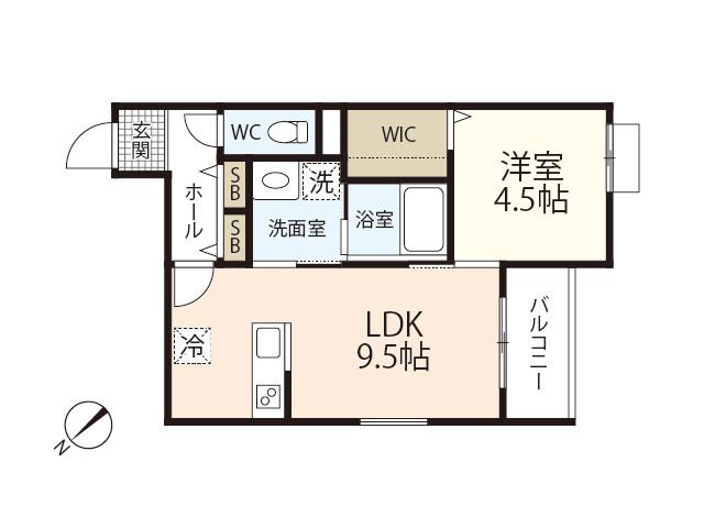 ASUMAISON長束(1LDK/1階)の間取り写真