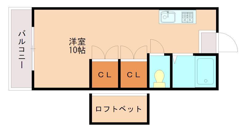 アビタシオン香椎(ワンルーム/1階)の間取り写真