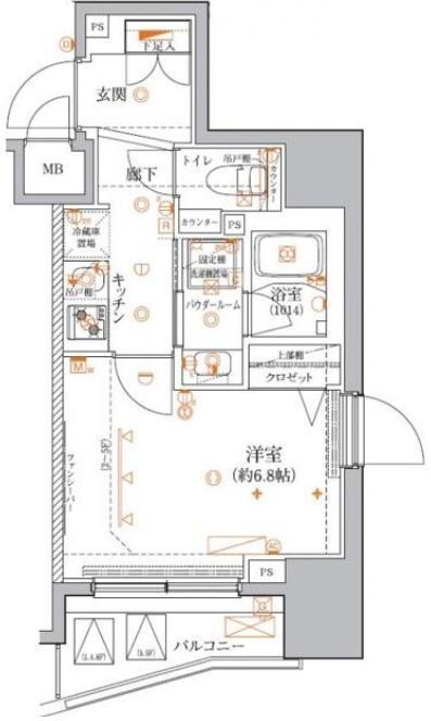 クレイシア入谷(1K/3階)の間取り写真