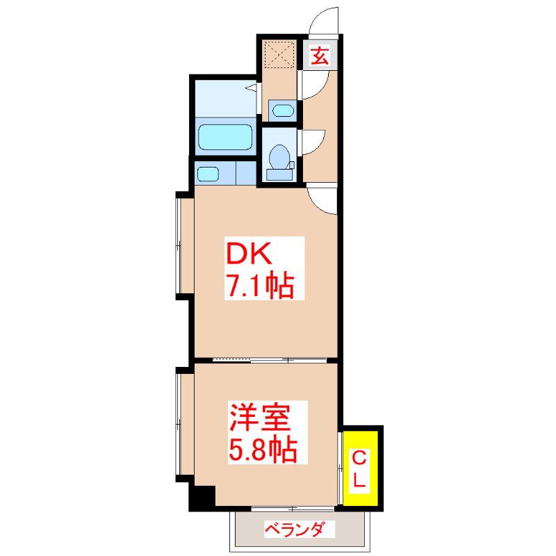 KSCOURT騎射場(1DK/5階)の間取り写真