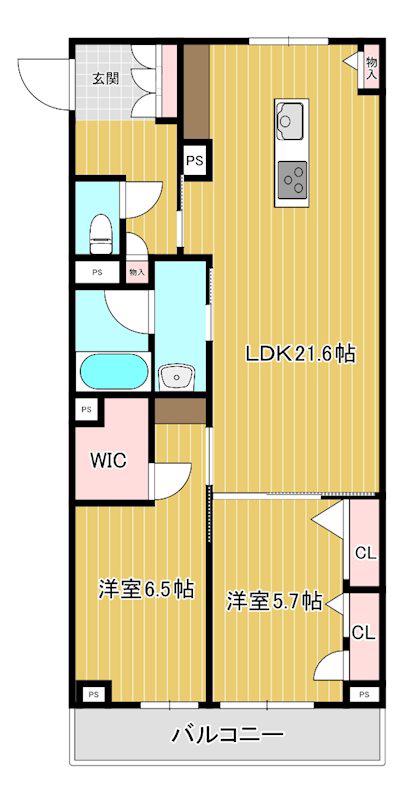 サンヴァリエ 三橋(2LDK/3階)の間取り写真