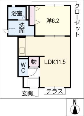 エル・メゾンKATORI(1LDK/1階)の間取り写真