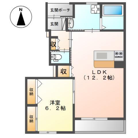 リヴィエール弐番館(1LDK/1階)の間取り写真