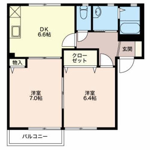 アペックスA(2DK/2階)の間取り写真