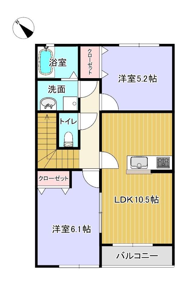 ブラッサム(2LDK/2階)の間取り写真
