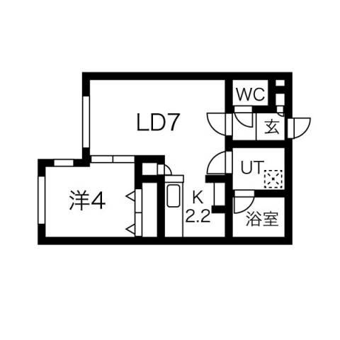 ANGELIC GARDEN新札幌(1LDK/3階)の間取り写真