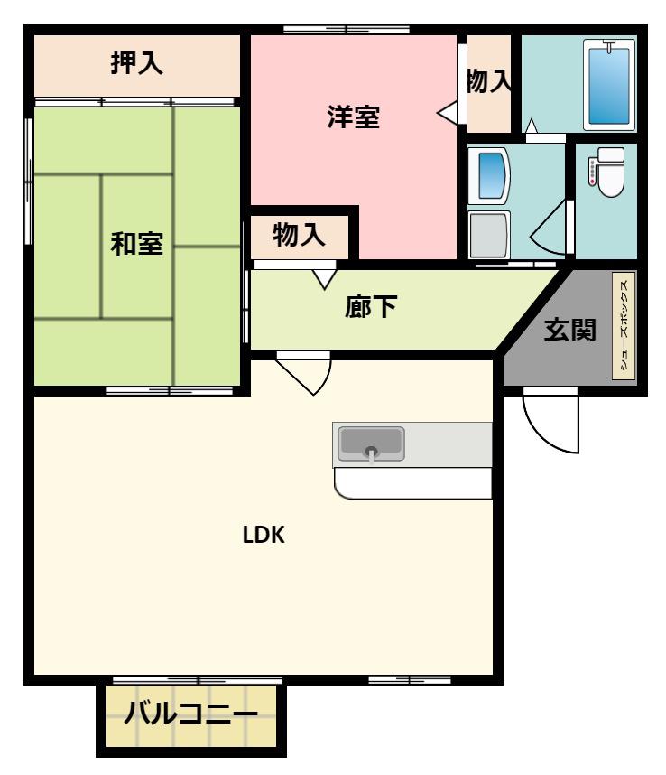 ディアスソレアード(2LDK/2階)の間取り写真