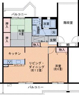 すずかけ台ハイツ第2(2LDK/5階)の間取り写真