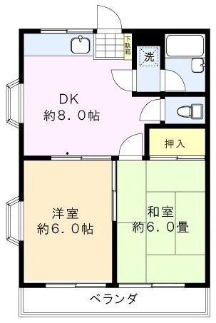 フジハイム(2DK/1階)の間取り写真