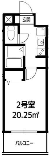 PAULOWNIA VALLEY TAKE2 ポートサイド(1K/2階)の間取り写真