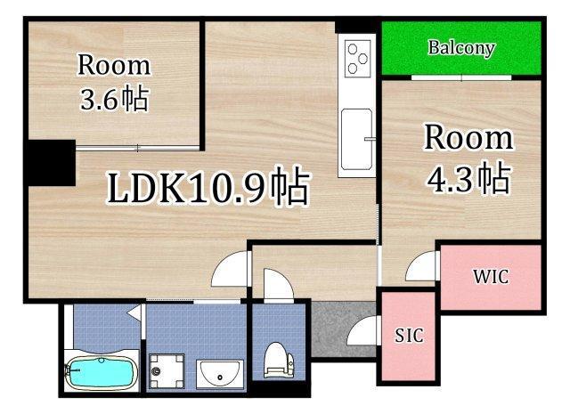 アウスレーベン都島I(2LDK/6階)の間取り写真