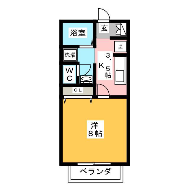 ＪＲ太多線 下切駅 徒歩14分 2階建 築19年(1K/2階)の間取り写真