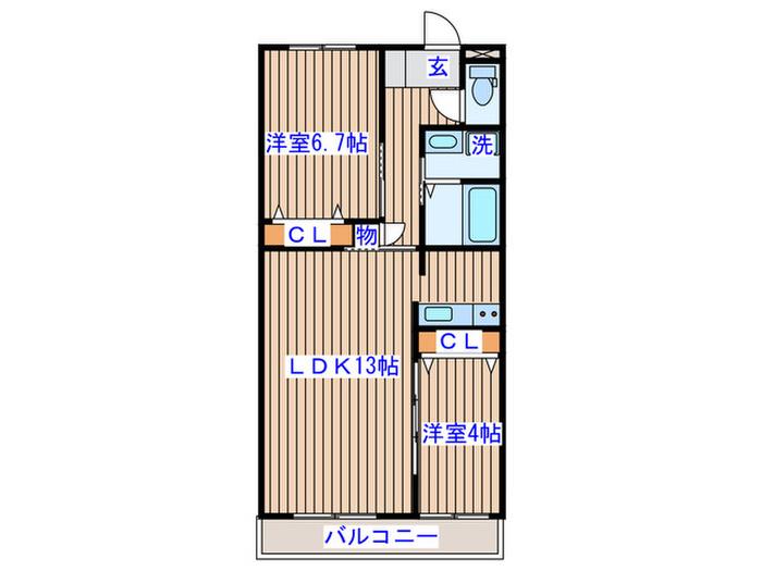 フェリシダ広瀬(2LDK/5階)の間取り写真