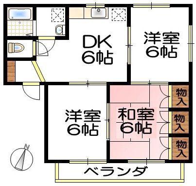 ライラックハイツ(3DK/1階)の間取り写真