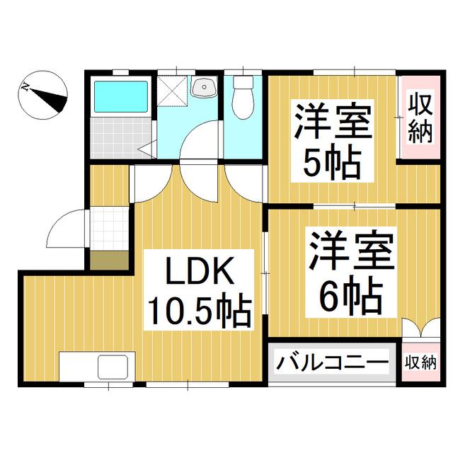 アミティ稟(2LDK/2階)の間取り写真