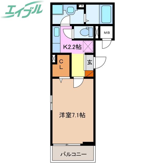 ヒカルサ四日市西浜田(1K/3階)の間取り写真