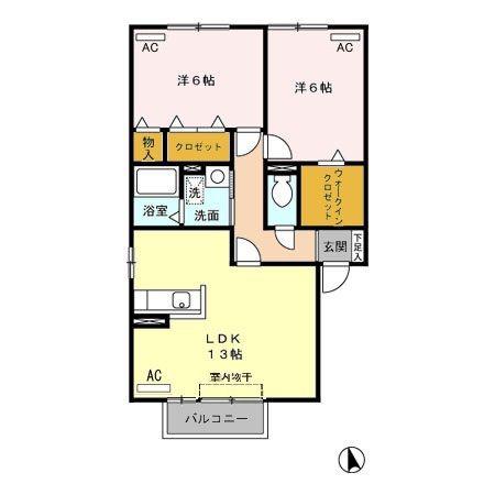 パルクFU(2LDK/1階)の間取り写真