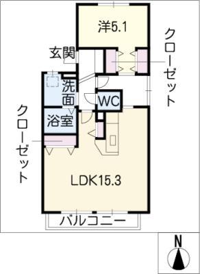 フレシール KAZE(1LDK/2階)の間取り写真