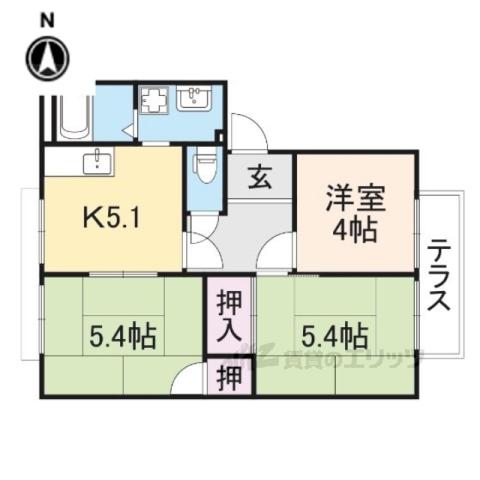 パティオA棟(3K/2階)の間取り写真