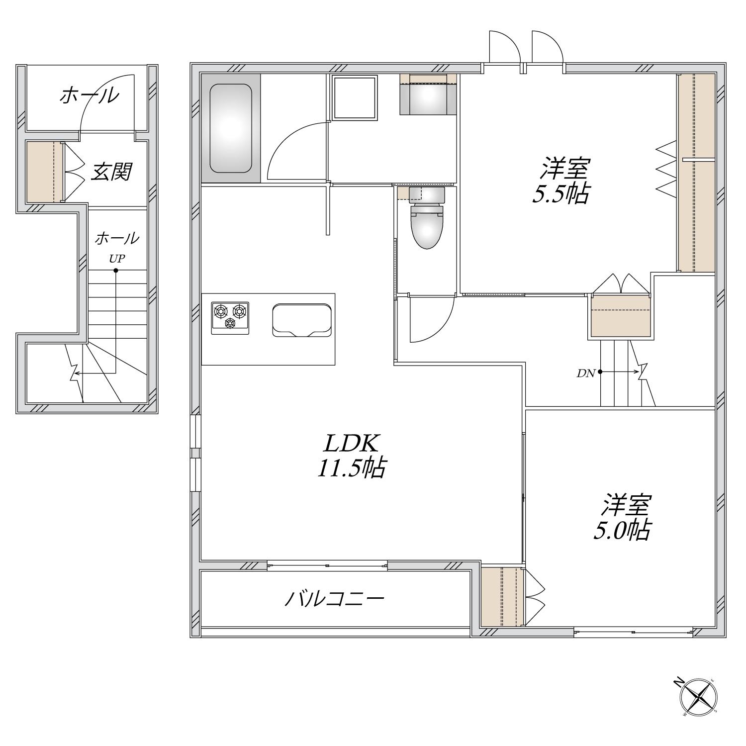 CADENZA(2LDK/2階)の間取り写真