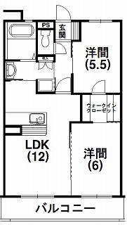 ライトハウス(2LDK/3階)の間取り写真